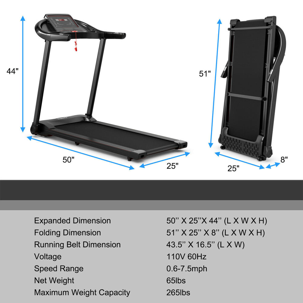 Gymax 2.25HP Electric Folding Treadmill W/HD LED Display APP Control Speaker