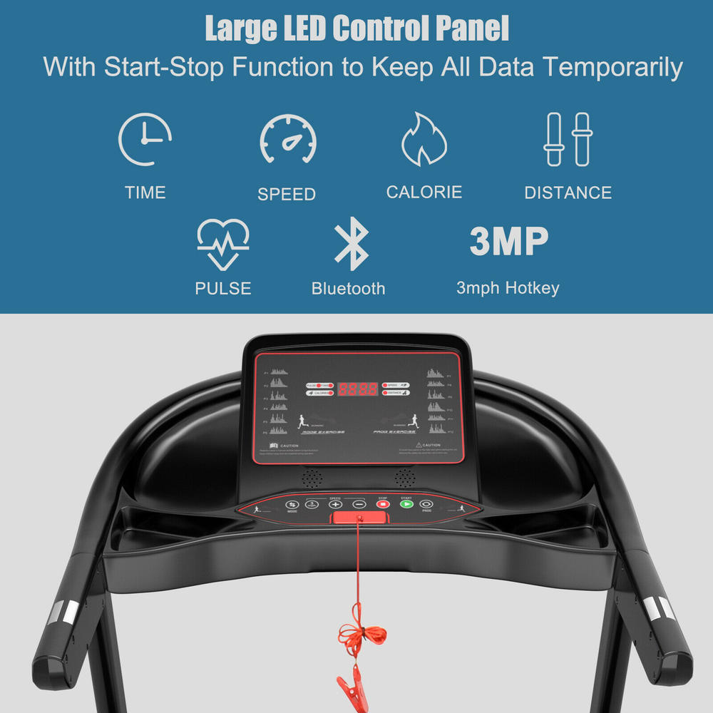Gymax 2.25HP Electric Folding Treadmill W/HD LED Display APP Control Speaker
