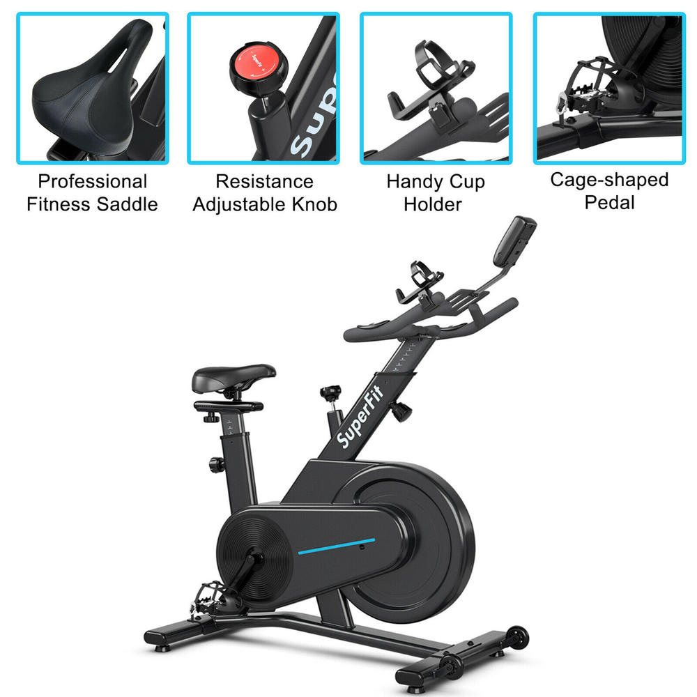 Gymax Magnetic Exercise Gym Bike Indoor Cycling Bike w/Adjustable Seat Handle