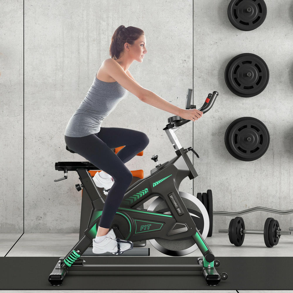 Gymax Stationary Exercise Bike Cycling Bike W/33Lbs Flywheel Home Fitness Gym Cardio