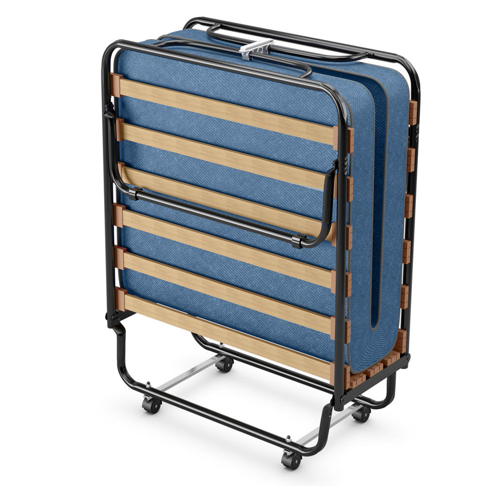 Gymax Folding Bed Rollaway Metal Guest Bed Sleeper w/ Memory Foam