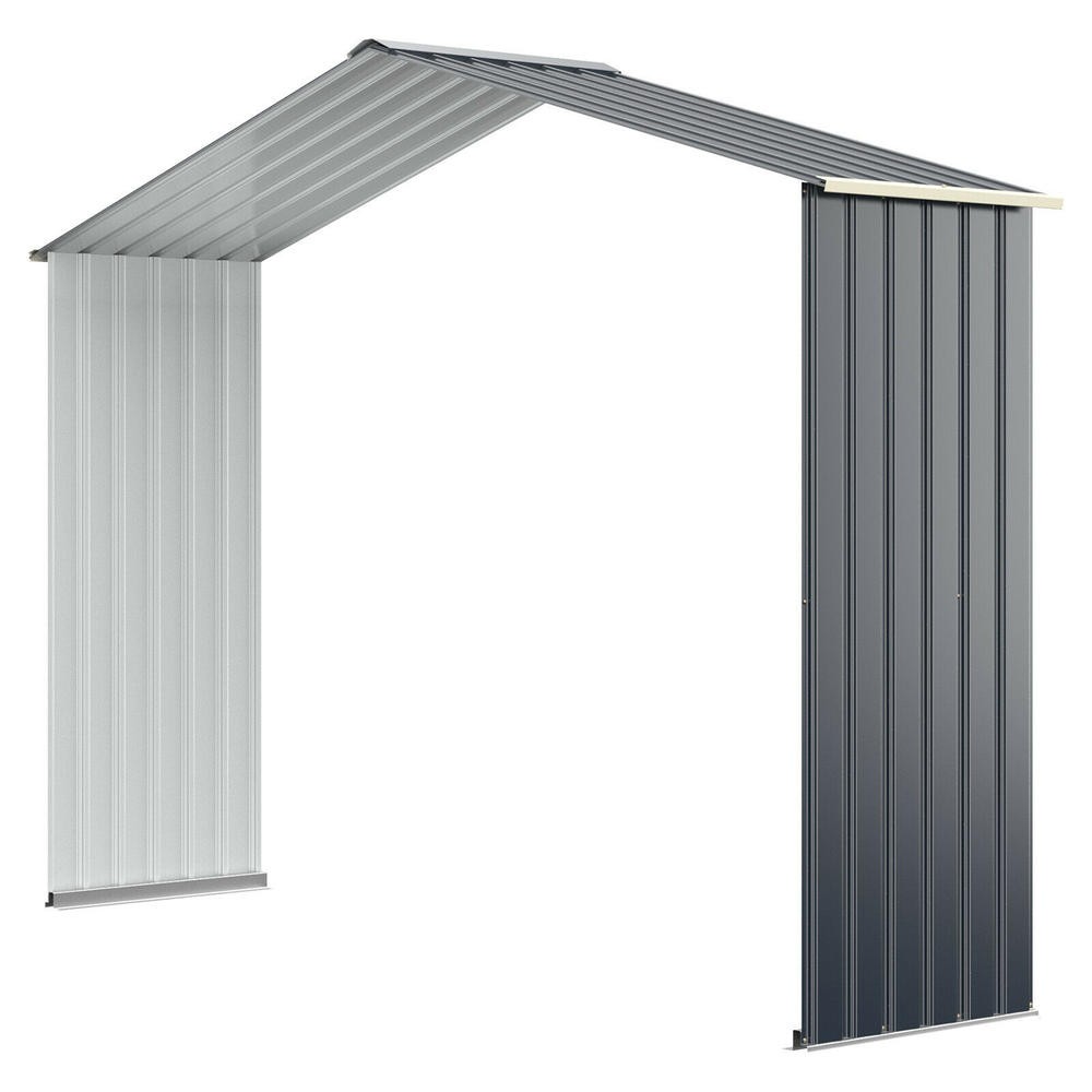 Gymax Outdoor Storage Shed Extension Kit for 9.1 ft Shed Width Grey
