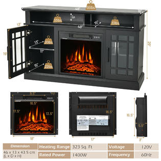 Gymax 48'' Fireplace TV Stand W/ 1400W Electric Fireplace for TVs up to 50  Inches