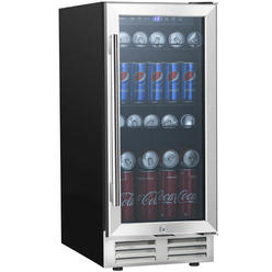 Gymax 15 Inch Beverage Cooler Refrigerator 100 Can Built-in Freestanding Beverage