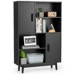 Gymax Sideboard Storage Cabinet Bookshelf Cupboard w/Door Shelf Black