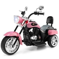 Gymax 6V Kids Ride On Chopper Motorcycle 3 Wheel Trike with Headlight Pink
