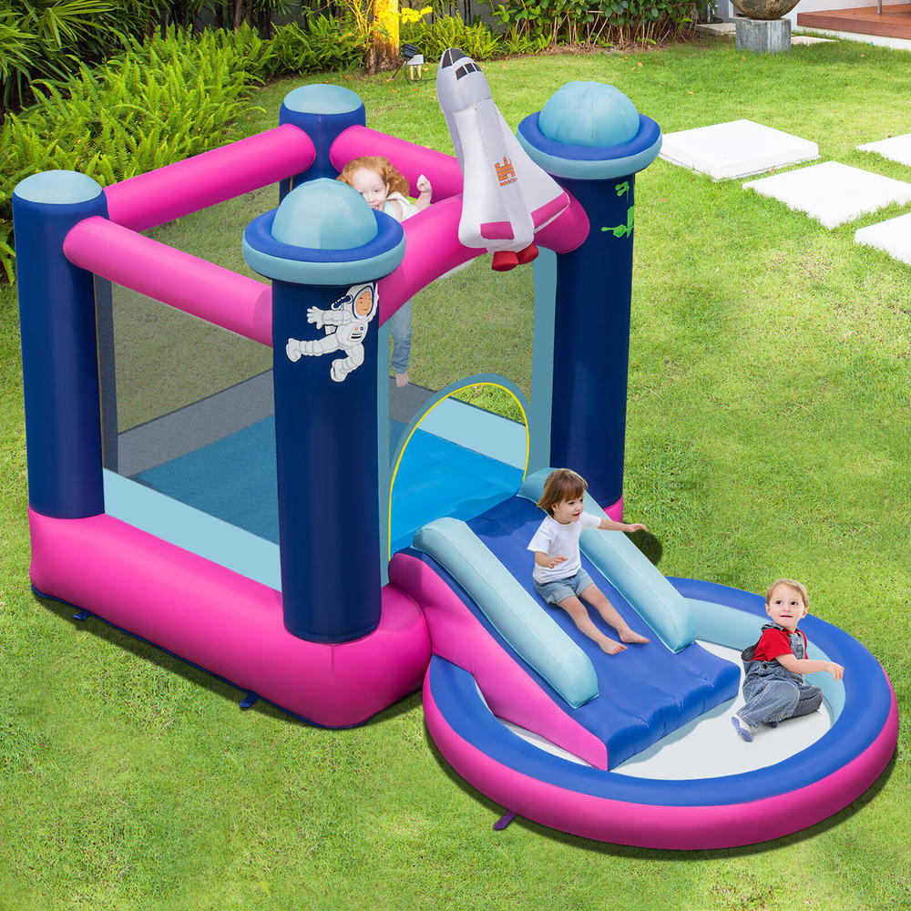 Gymax Inflatable Space-themed Bounce House Kids 3-in-1 Bounce Castle w/ 480W Blower