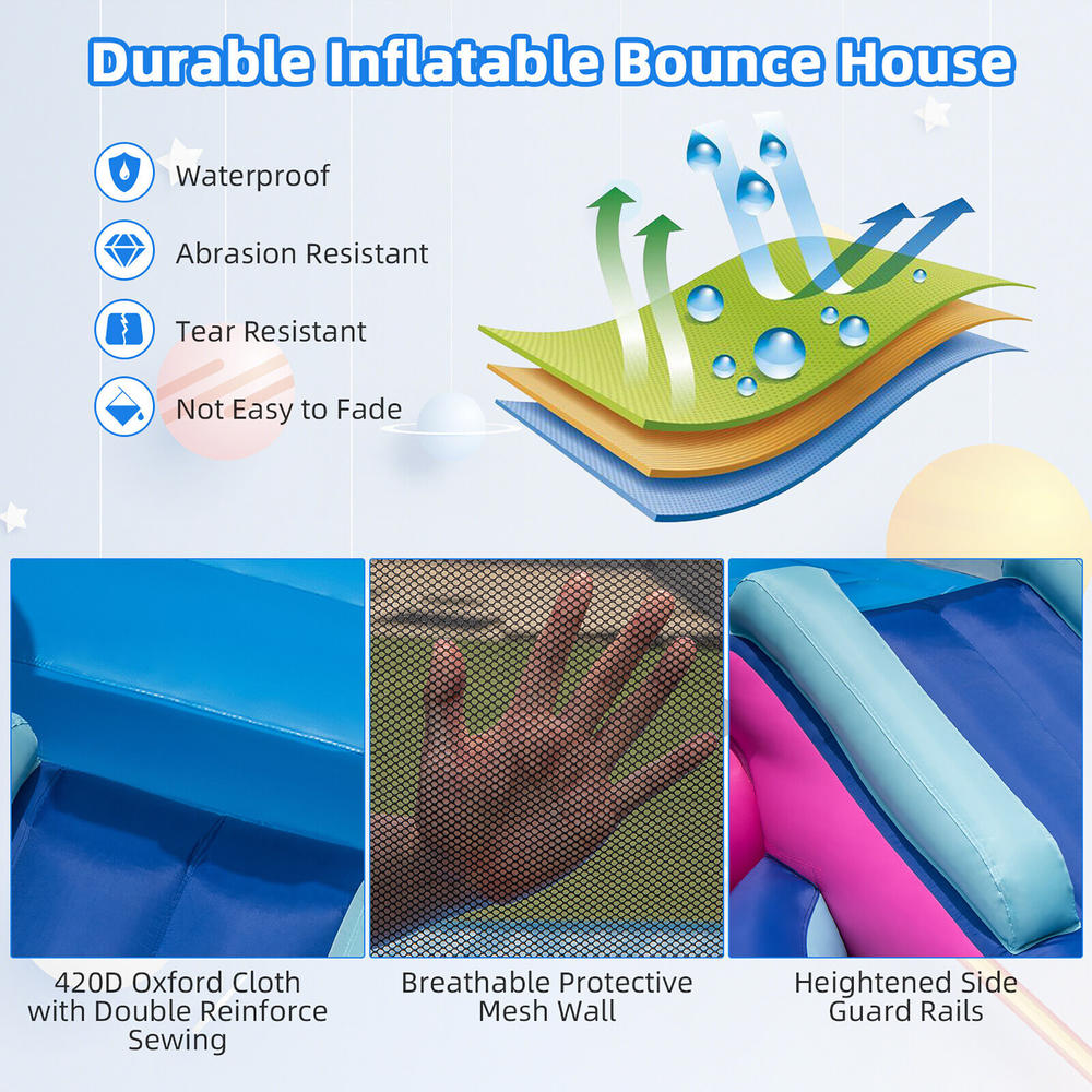 Gymax Inflatable Space-themed Bounce House Kids 3-in-1 Bounce Castle w/ 480W Blower