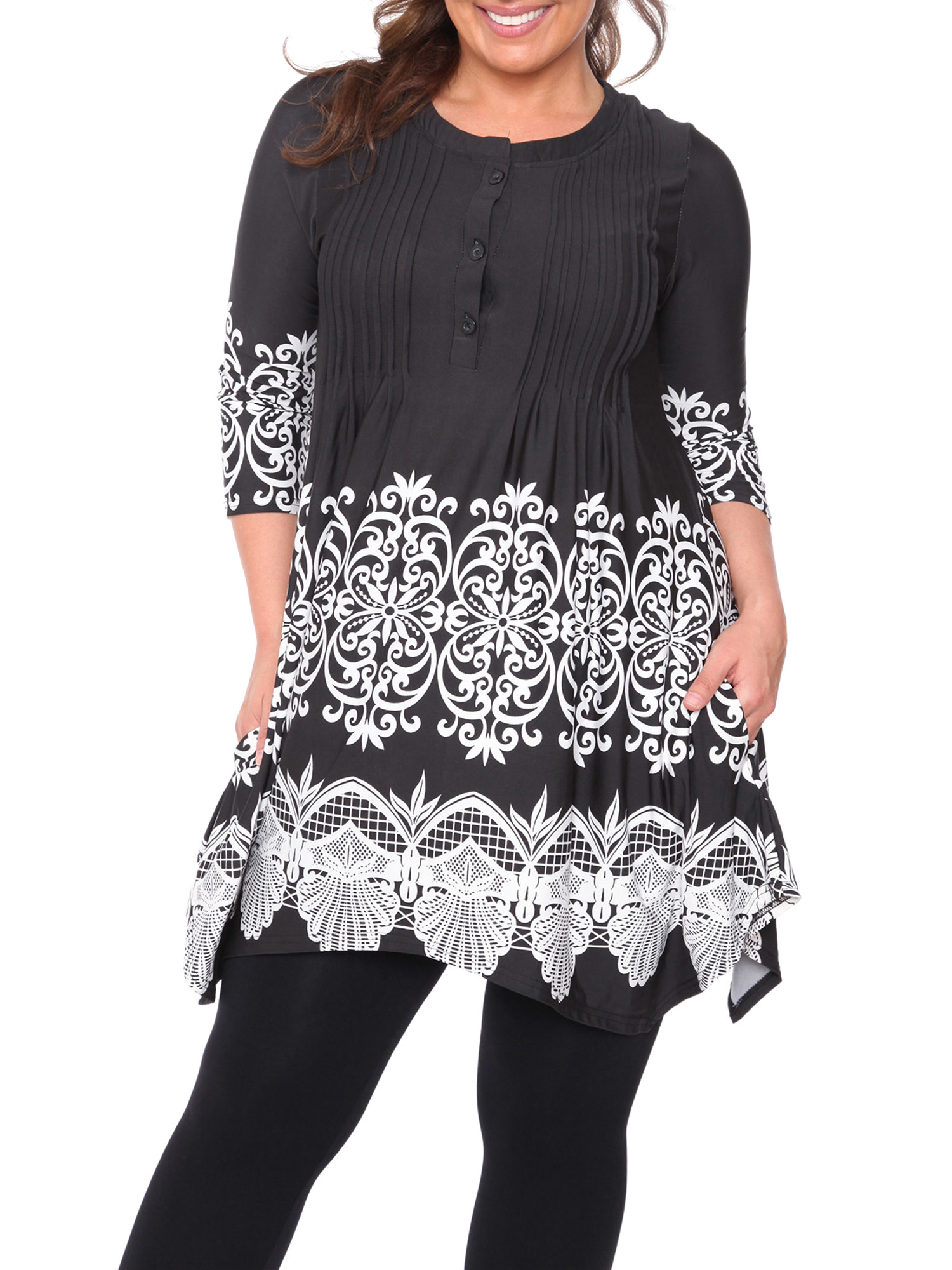 women's plus size white tunic top