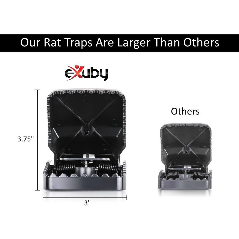eXuby Large Powerful Rat Traps - 6 Pack - Kills Instantly with Powerful Steel Spring - Setup in Seconds - Wash & Reuse Over & Over