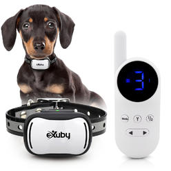 eXuby - Tiny Shock Collar for Small Dogs 5-15lbs - Smallest Collar on the Market - Sound, Vibration, & Shock - White