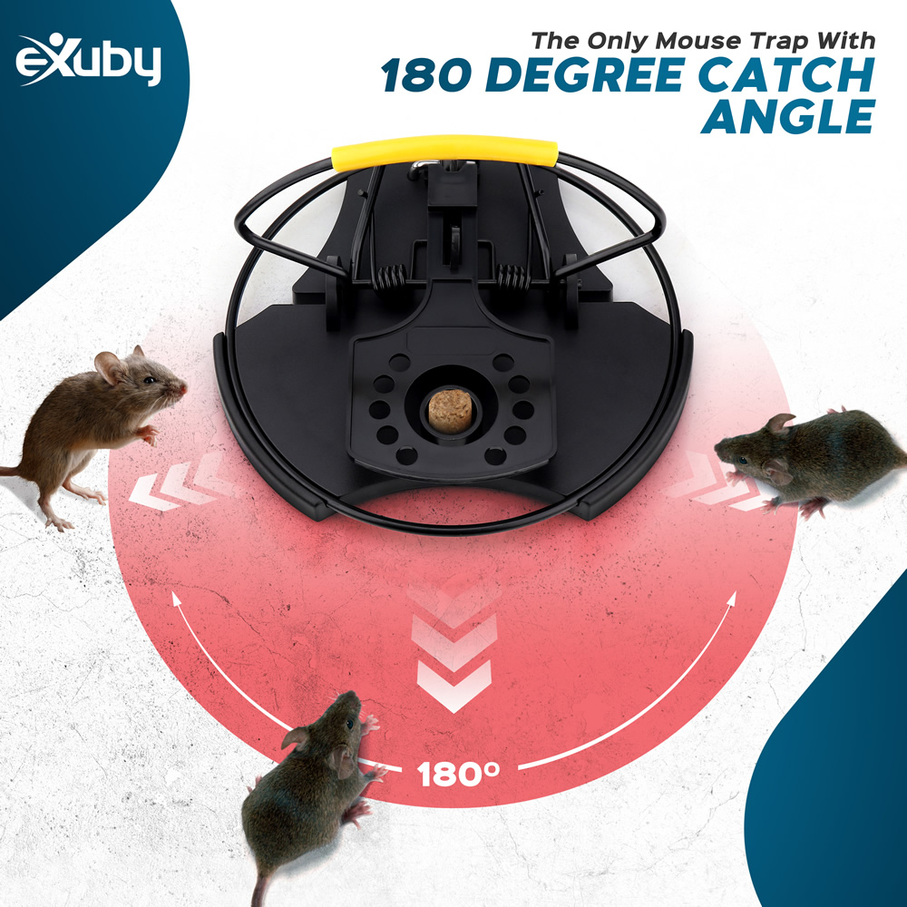 eXuby 180 Degree Mouse Trap Designed to Catch More (2-pack) - Easy Setup & Cleanup - Highly Durable - Quick, Clean Kill
