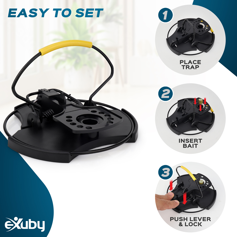 eXuby 180 Degree Mouse Trap Designed to Catch More (2-pack) - Easy Setup & Cleanup - Highly Durable - Quick, Clean Kill