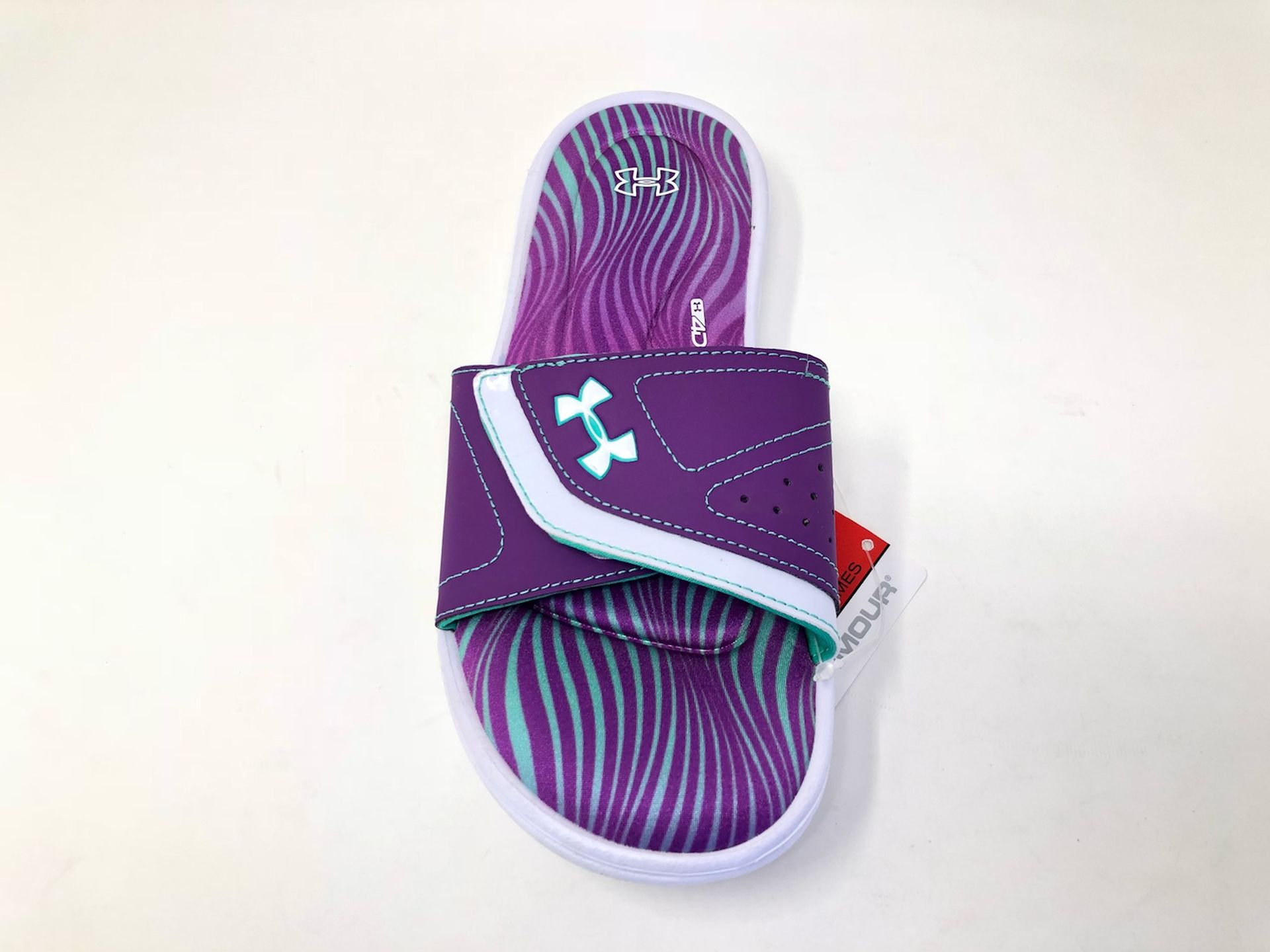 purple under armour slides