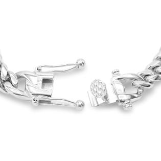 JB Jewelry Cuban Link Necklace and Bracelet Set Silver Miami Cuban