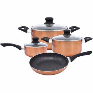 Bergner 7 Pc Cookware Set Marble Coating Induction Cooking Nonstick Saucepan Frypan Casserole Pots And Pans With Lids Aluminum No Pfoa