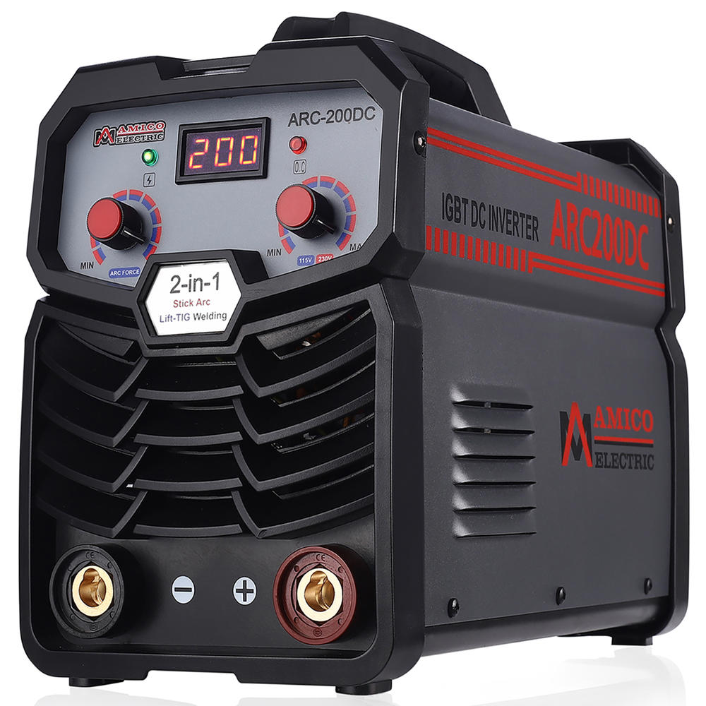 Amico Power ARC-200DC, 200 Amp Stick/Lift-TIG Welder, 100-250V Wide Voltage, 80% Duty Cycle, Compatible with all Electrodes