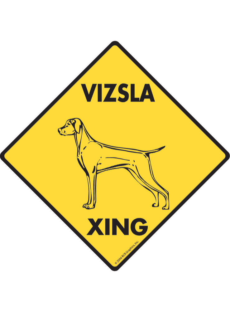 Signs with An Attitude Warning! Vizsla Xing Aluminum Dog Sign - 12" x 12"