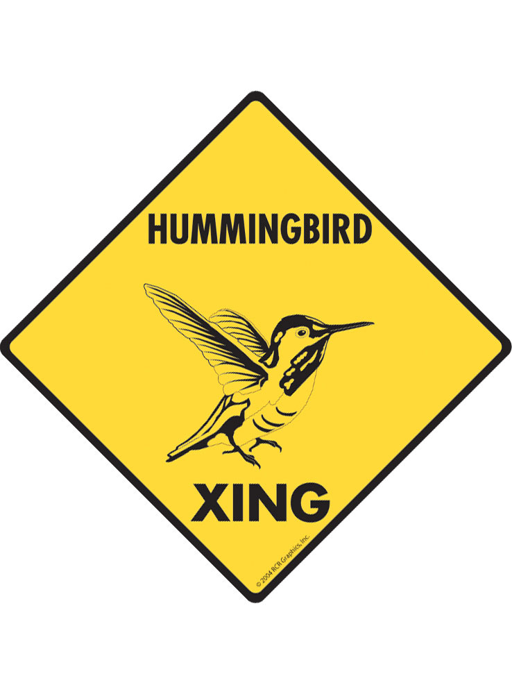 Signs with An Attitude Warning! Hummingbird Xing Aluminum Bird Sign - 6" x 6"