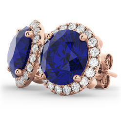 Paris Jewelry 10k Rose Gold 2 Carat Round Created Halo Sapphire Stud Earrings