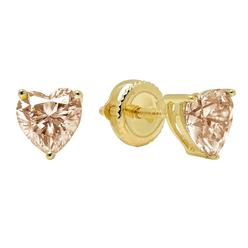 PJ Jewelry BJ Jewelry 10k Yellow Gold Plated 2 Carat Heart Created Champagne Stud Earrings