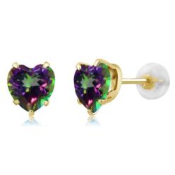 PJ Jewelry BJ Jewelry 10k Yellow Gold 1/2 Carat Heart Created Mystic Topaz Stud Earrings