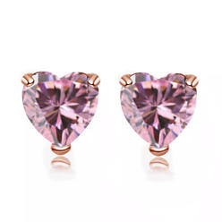 PJ Jewelry BJ Jewelry 14k Rose Gold Plated Over Sterling Silver 1/2 Carat Heart Created Pink Sapphire Stud Earrings