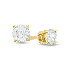 PJ Jewelry 14k Yellow Gold 1/4 Carat 4 Prong Solitaire Diamond Stud Earrings.