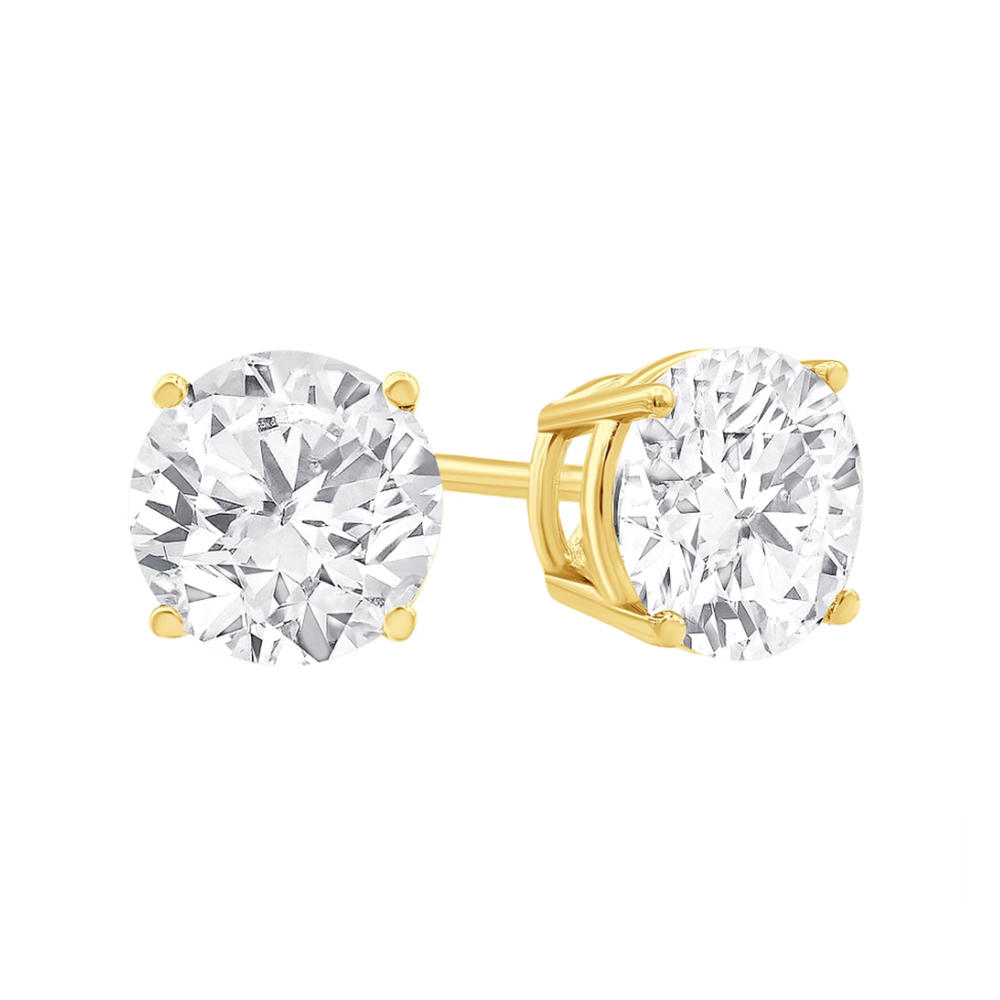 Paris Jewelry 14k Yellow Gold 1/2 Carat Round Created White Diamond Stud Earrings By Paris Jewelry