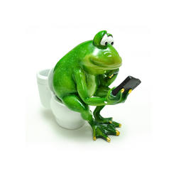 Crystal Castle Frog on a Toliet Collectible Porcelain Statue. Home & Garden Animal Décor Figurines.
