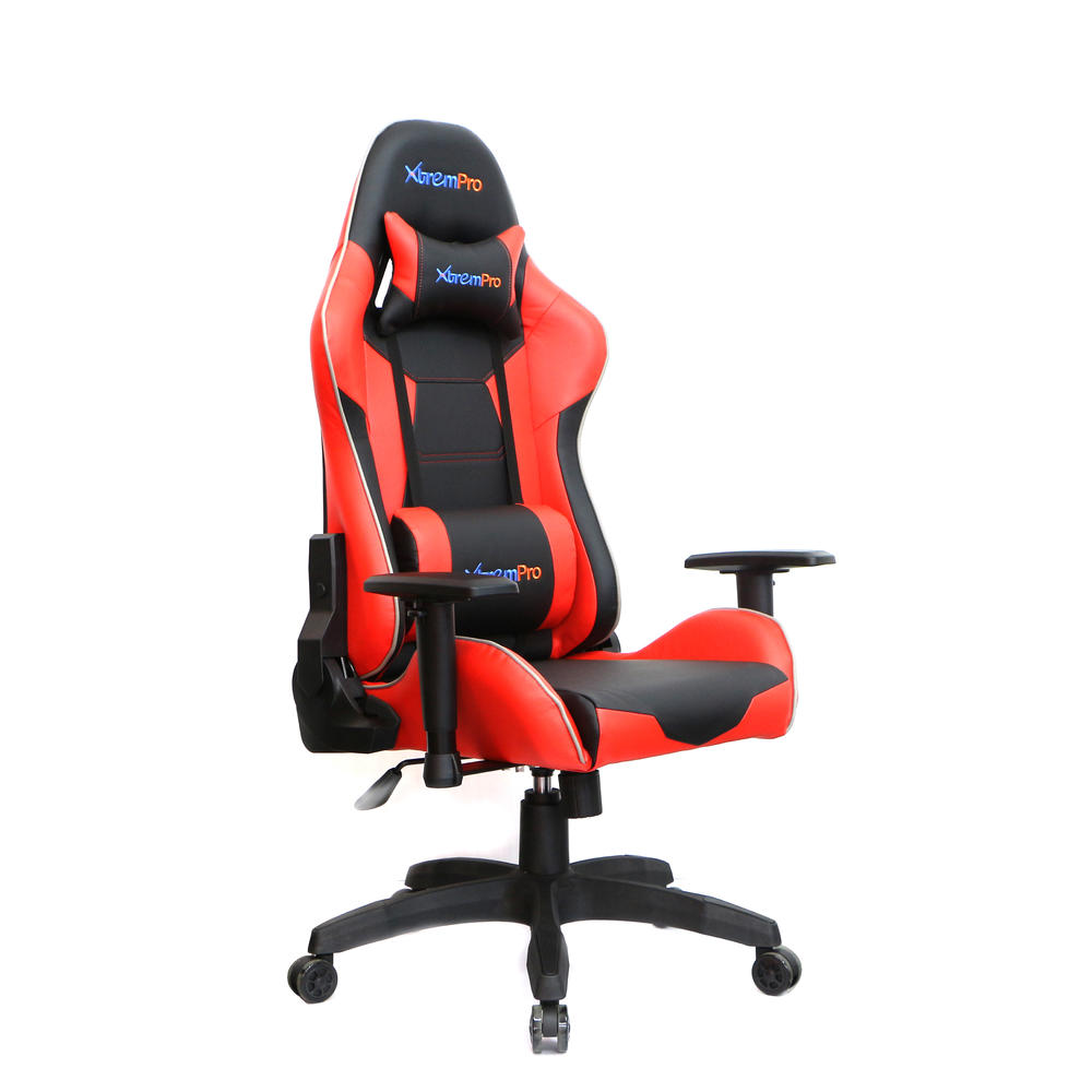 Xtrempro Gaming Chair Camo Red Neck and Lumbar Support Adjust 4D Armrest Tilt Lock System Class 4 Gas Lift 360° Casters
