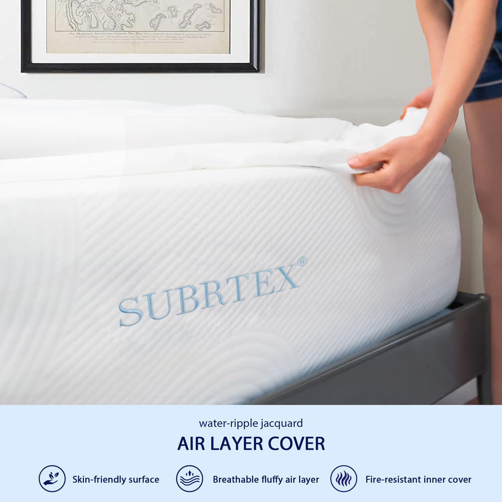Subrtex 10 Inch Cooling Gel-Infused Memory Foam Mattress with Removable Cover Breathable Full Body Support Mattress in Box