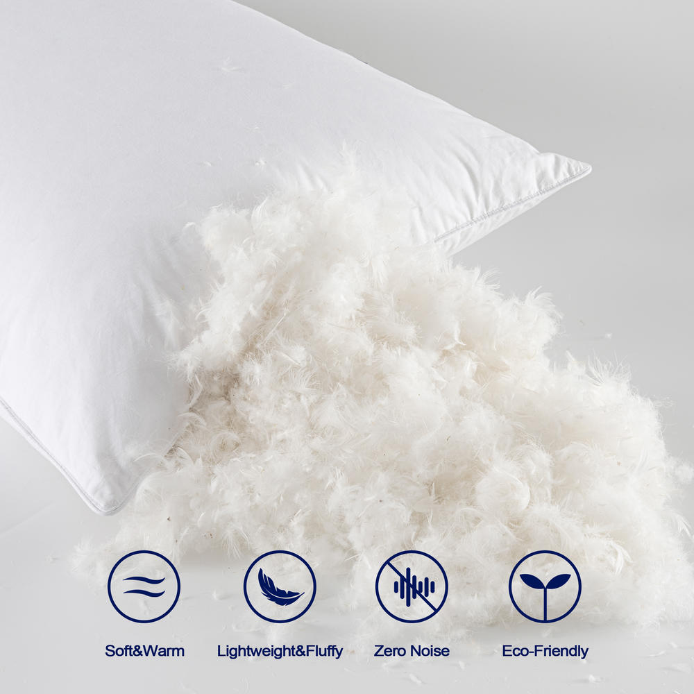 Subrtex Plush Goose Down and Feather Pillow 1 Pack Soft Comfortable for Neck