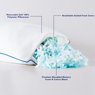 Subrtex Shredded Foam Pillow 1 Pack Cross Cut Memory Foam Filler