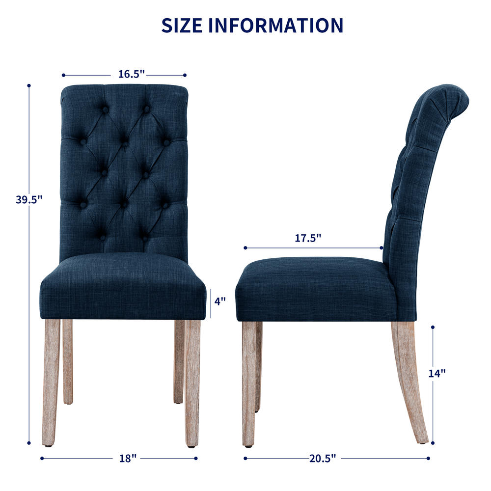 Subrtex Button-Tufted Fabric Padded Parsons Dining Chair Set of 2 Classic Upholstered Kitchen Chairs