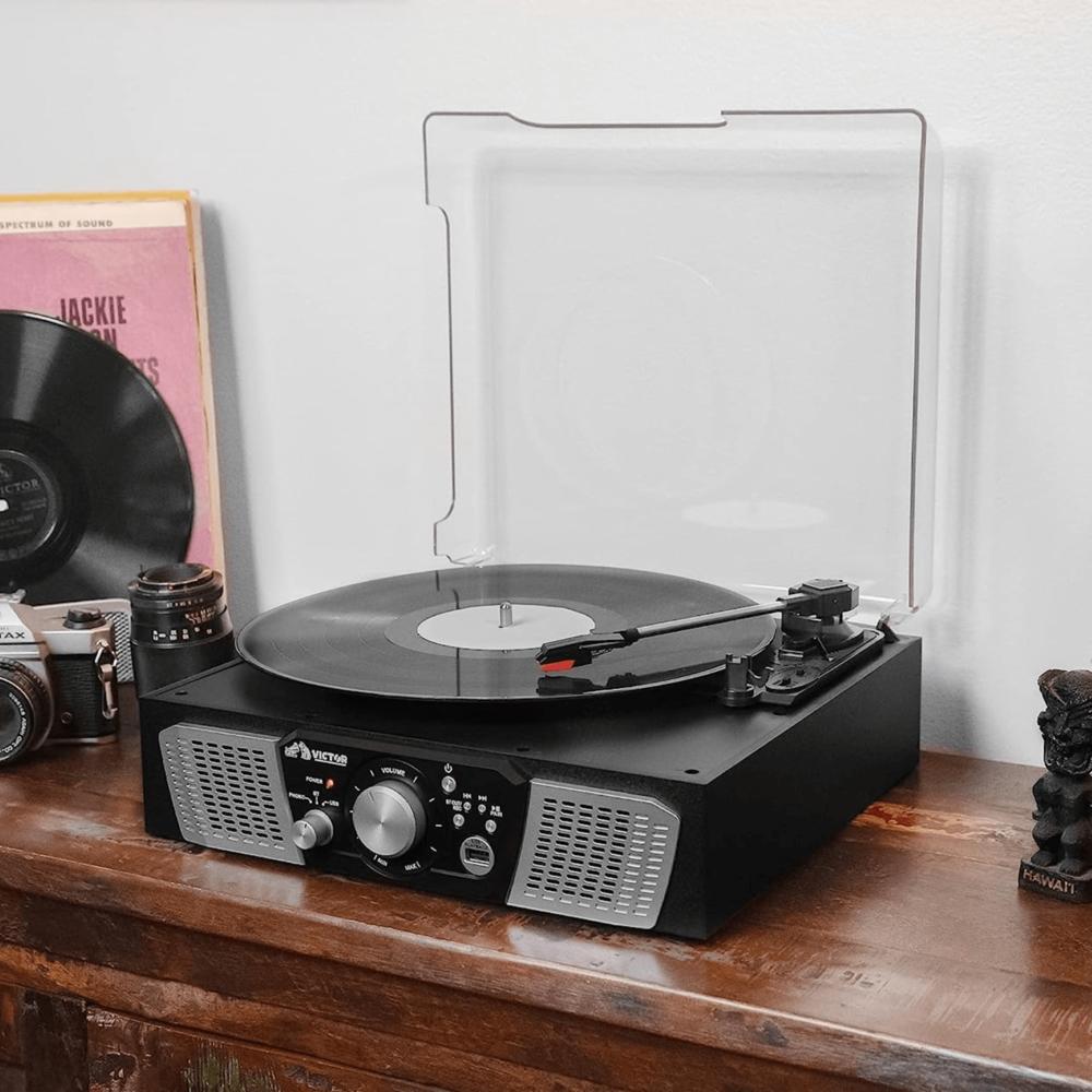 Victor Audio Victor Lakeshore 5-in-1 Hybrid Bluetooth Turntable System in Black