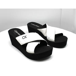 Calvin Klein Womens Rhena Wedge Sandal 10 White