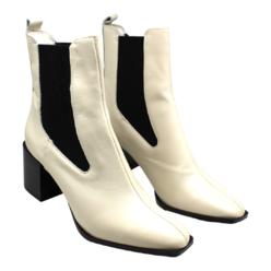 BCBG Darxi Square Toe Boot in Bianca Leather - Edgy Elegance for Modern Fashion