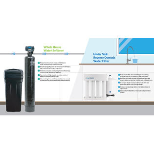 As Pr75hs64d Aquasure Whole House Water Softener Reverse Osmosis Drinking Water Filter Bundle W 64 000 Grain Softener 75 Gpd Ro System