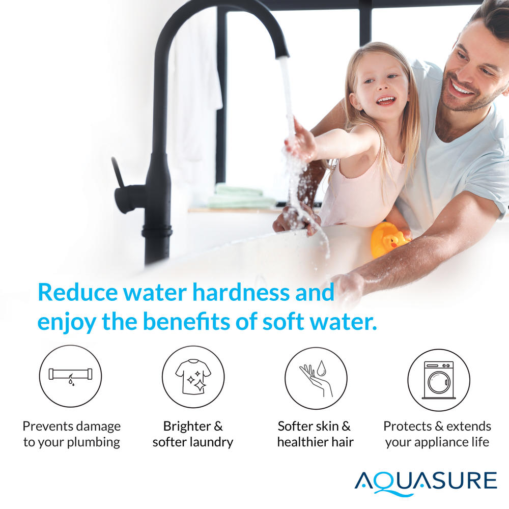 Aquasure Whole House Water Filtration Bundle w/Water Softener, 75 GPD RO System & Triple Purpose Pre-Filter (64,000 Grains)