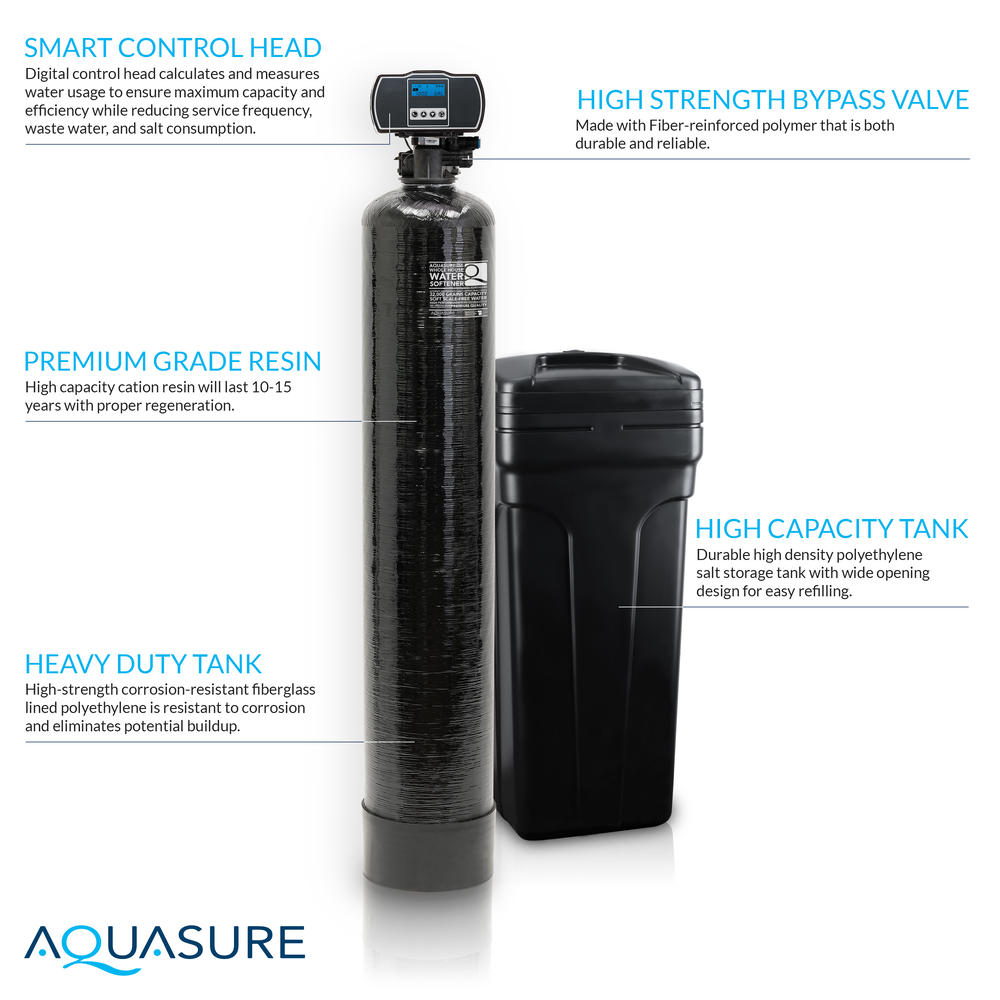 Aquasure Whole House Water Filtration Bundle w/Water Softener, 75 GPD ...