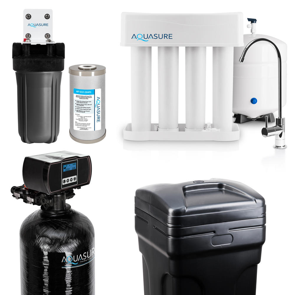Aquasure Whole House Fine Mesh Resin Water Softener, 75 GPD RO System ...