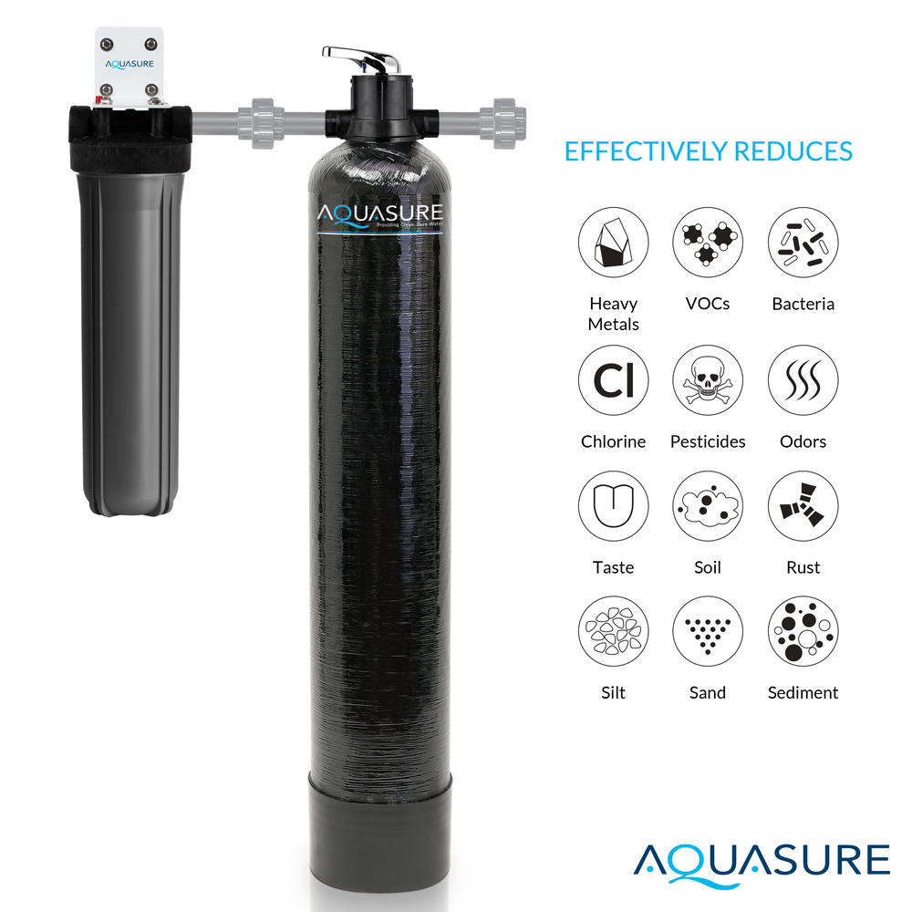Aquasure 48,000 Grains Whole House Water Softener & Conditioner Bundle with 12GPM UV Sterilizer & Reverse Osmosis Filter System