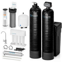 Aquasure 64,000 Grains Whole House Water Softener & Conditioner Bundle with 18GPM UV Sterilizer & Reverse Osmosis Filter System