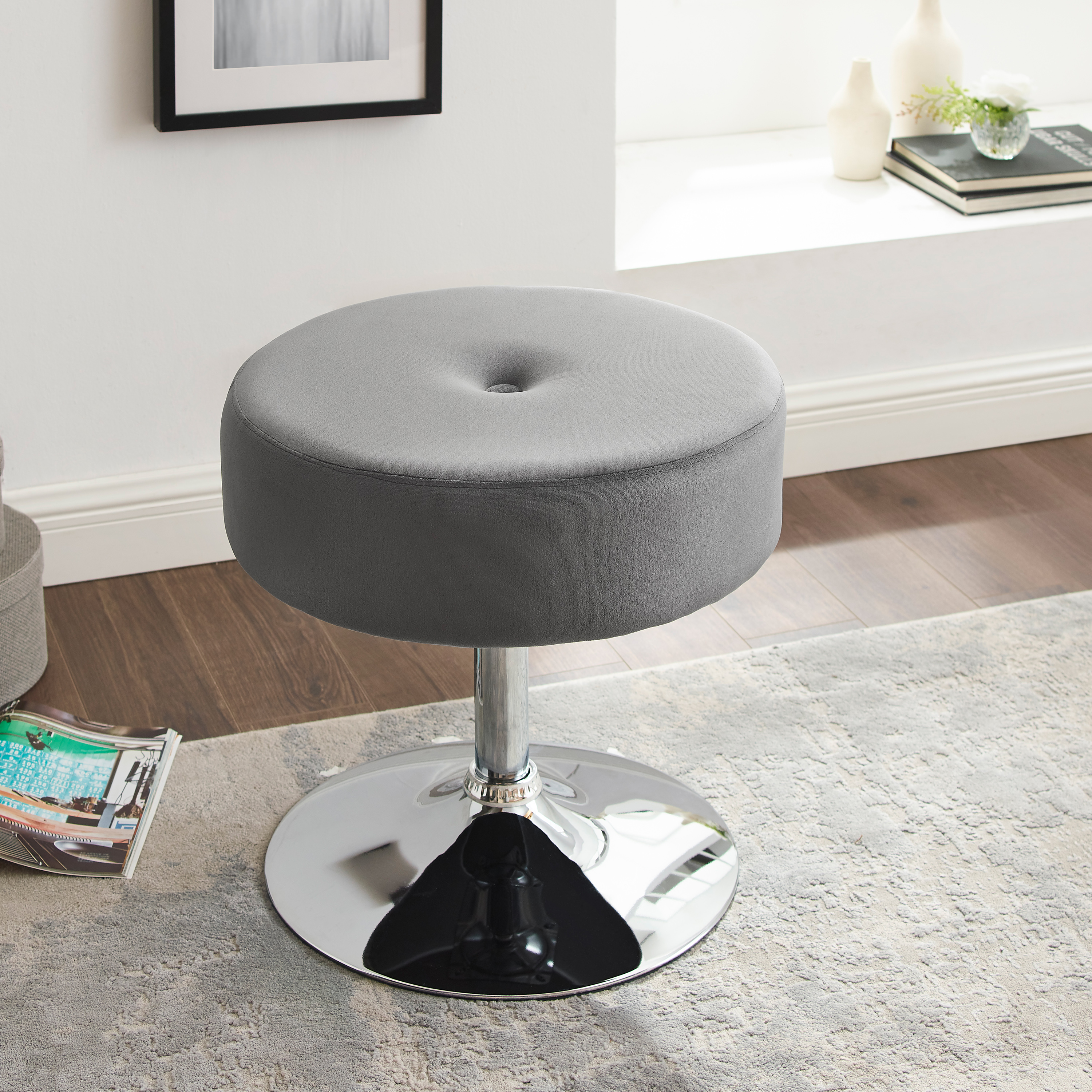 art leon artleon round velvet stool with adjustable swivel base