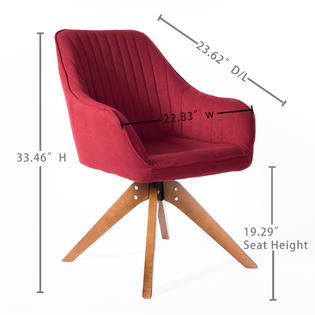 Art Leon Art Leon Classical Mid Century Modern Swivel Home Office Accent Arm Chair Desk Chair With Beech Wood Legs Red