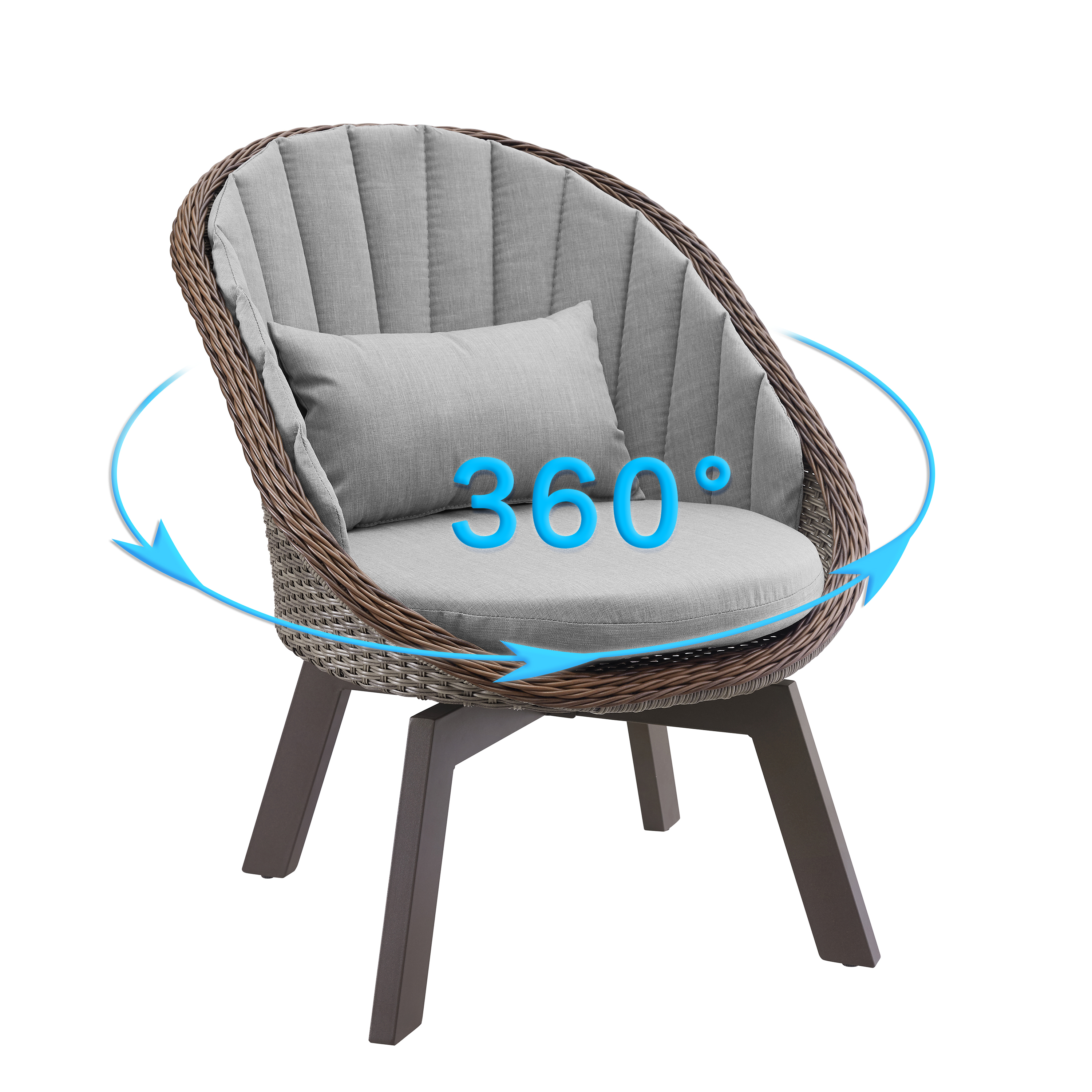 Art Leon Cc022 Outdoor Patio Modern, Swivel Rattan Chairs With Cushions