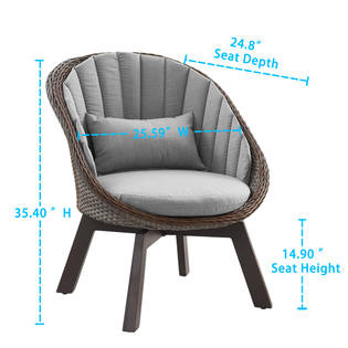 Art Leon CC022 Outdoor Patio Modern Rattan Wicker Swivel Chairs Lounge