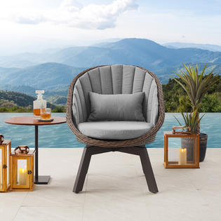 Art Leon CC022 Outdoor Patio Modern Rattan Wicker Swivel Chairs Lounge