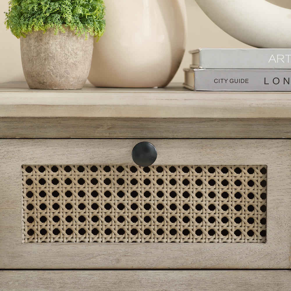 Art Leon Modern Sofa Console Table Storage with 2 Rattan